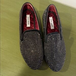 Steve Madden Black and Silver Studded Men's Loafers
